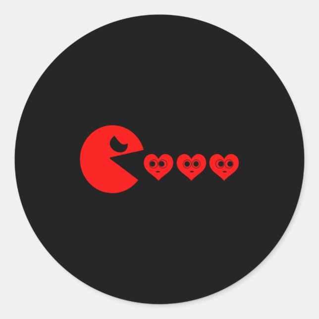 Adesivo Redondo Boys Kids Valentines Day Hearts Eating Funny Gamer (Frente)