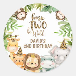 Adesivo Redondo Boys Safari Animais Dois Nascidos Selvagens