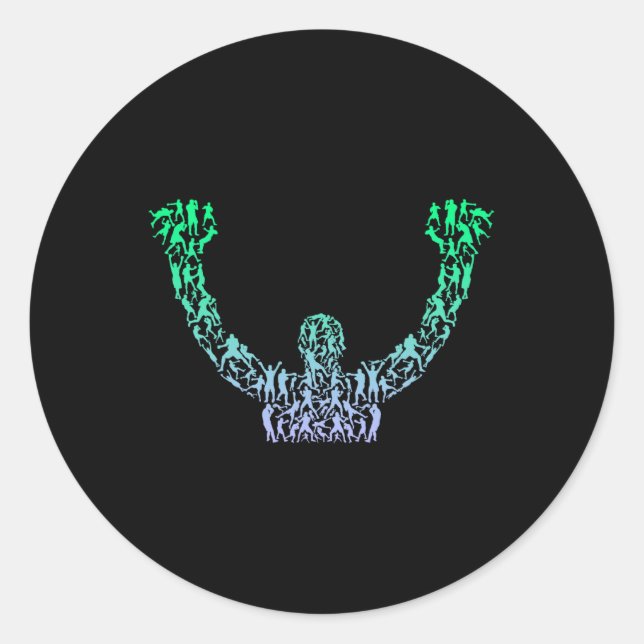 Adesivo Redondo Boys Silhouer Boxer Shirt Boxin Boxin (Frente)