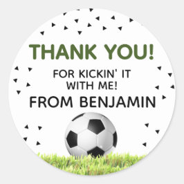 Adesivo Redondo Boys Soccer Sports Obrigado Aniversário de criança