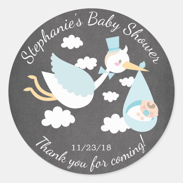 Adesivo Redondo Boys Storey Baby Shower Sticker (Frente)