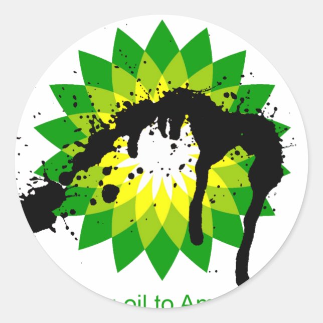 Adesivo Redondo BP nós estamos trazendo o óleo às costas (Frente)