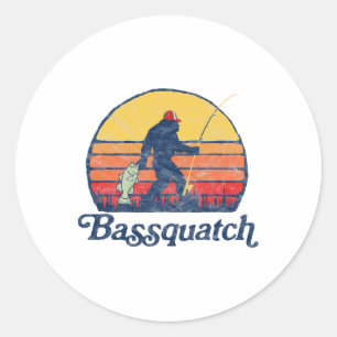 Adesivo Redondo Bquatch! Divertido Bigfoot Pesca Outdoor Retro 1