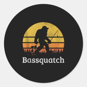 Adesivo Redondo Bquatch Engraçado B Pesca Sasquatch Pé Grande Vint