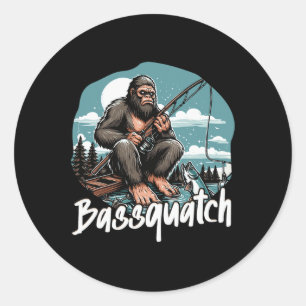 Adesivo Redondo Bquatch! Pesca Funny Outdoor Pescador Retro Gif