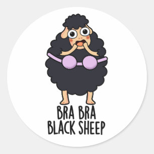 Adesivo Redondo Bra-bra Black Sheep Funny Animal Pun