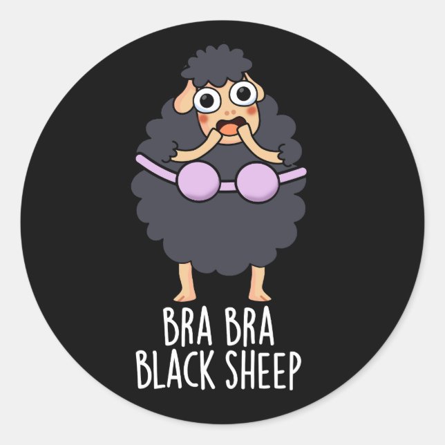 Adesivo Redondo Bra-bra Black Sheep Funny Animal Pun Dark BG (Frente)