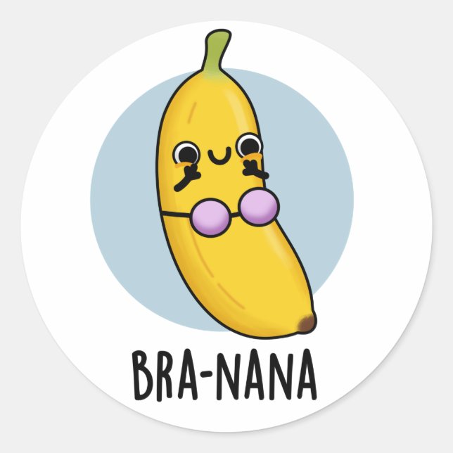 Adesivo Redondo Bra-nana Funny Banana Bra Pun (Frente)