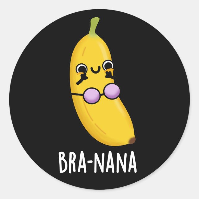 Adesivo Redondo Bra-nana Funny Banana Bra Pun Dark BG (Frente)