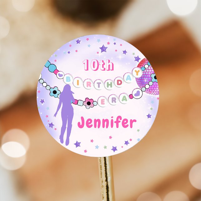 Adesivo Redondo Bracelet de Amizade Festa de aniversário Eras (Criador carregado)