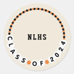 Adesivo Redondo Bracelete de Amizade 2024 Graduação Laranja + Pret