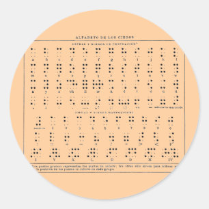 Adesivo Redondo Braille Alphabet Sticker