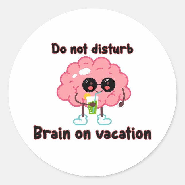 Adesivo Redondo  Brain on Vacation (Frente)