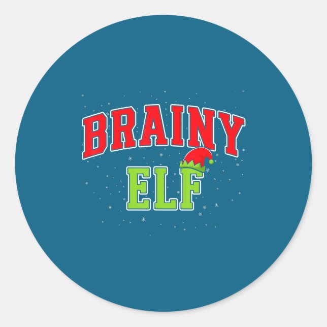 Adesivo Redondo Brainy Elf Christmas Family Matching Group Xmas  (Frente)