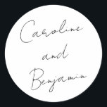 Adesivo Redondo Branca de Boho Branca de Casamento com Escrita Man<br><div class="desc">Vinheta redonda Clássica Boho Boho de Escrita Manuscrita Moderna em Branco</div>