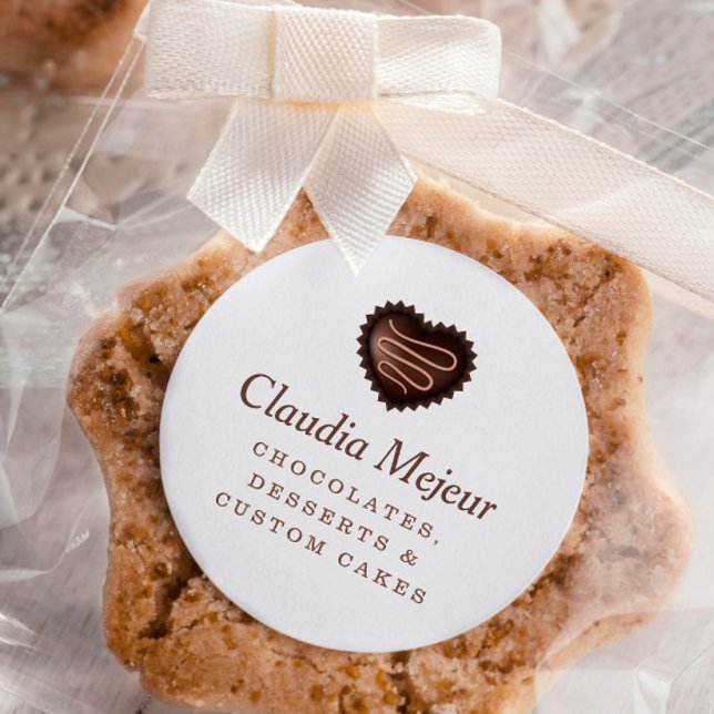 Adesivo Redondo Branca de Chocolate Simples Moderno (Criador carregado)