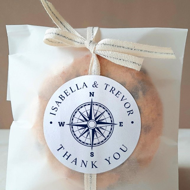 Adesivo Redondo Branca de Compass Eólico Marítimo | Marinho Obriga (Criador carregado)