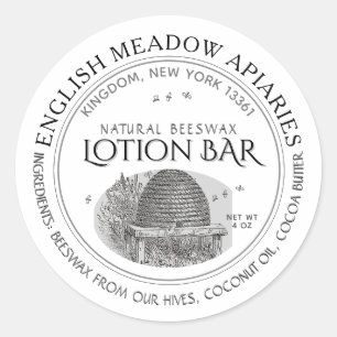 Adesivo Redondo Branca do Bar de Loção Personalizada de Cera de Be