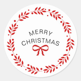 Adesivo Redondo Branca e Vermelho Moderno Feliz Natal