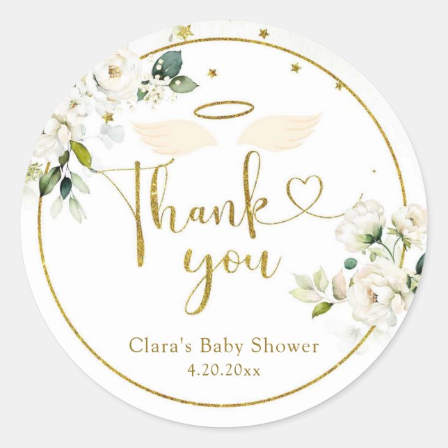 Adesivo Redondo Branca Floral Pequena Peça do Céu (Frente)