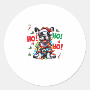 Adesivo Redondo Branca francesa engraçada HO Natal Santa Hat