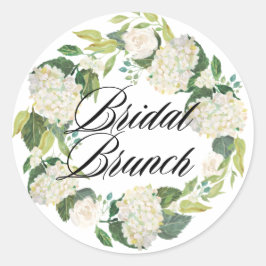 Adesivo Redondo Branca Hydrangea Floral Wreath Bridal Brunt