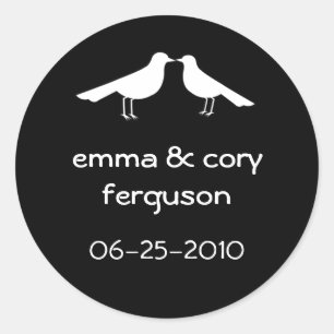 Adesivo Redondo Branca, pássaros negros.