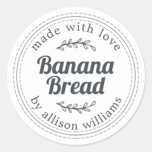 Adesivo Redondo Branca Preta-Pão-de-Banana Caseira Russa