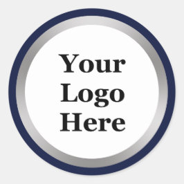 Adesivo Redondo Branco azul escuro e prenda seu logotipo aqui Mode