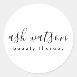 Adesivo Redondo Branco comum de caligrafia simples moderna