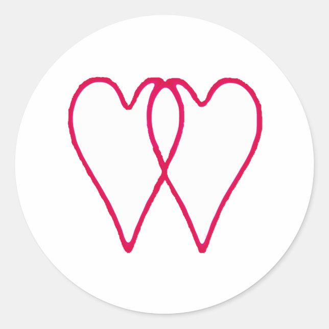 Adesivo Redondo Branco de 2 corações junto os presentes de Zazzle (Frente)