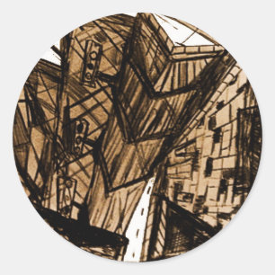 Adesivo Redondo branco de perspectiva para baixo