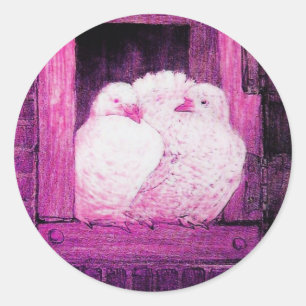 Adesivo Redondo BRANCO DOBRA NA JANELA roxo violeta cor-de-rosa