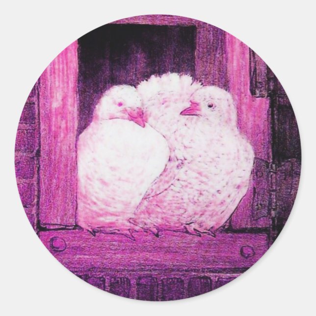 Adesivo Redondo BRANCO DOBRA NA JANELA roxo violeta rosa (Frente)