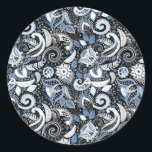 Adesivo Redondo Branco e Azul Estampa de Paisley Festa de Aniversá<br><div class="desc">Itens correspondentes disponíveis.</div>