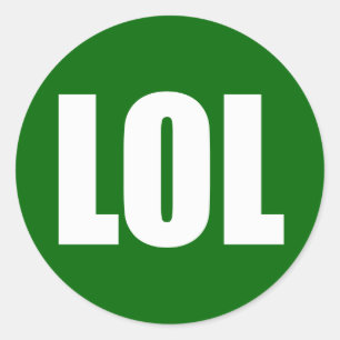 Adesivo Redondo Branco (escuro) de LOL no verde