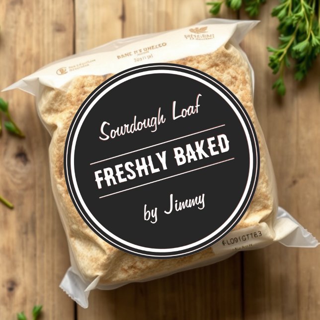 Adesivo Redondo Branco | Freshly Embalado Por (Criador carregado)