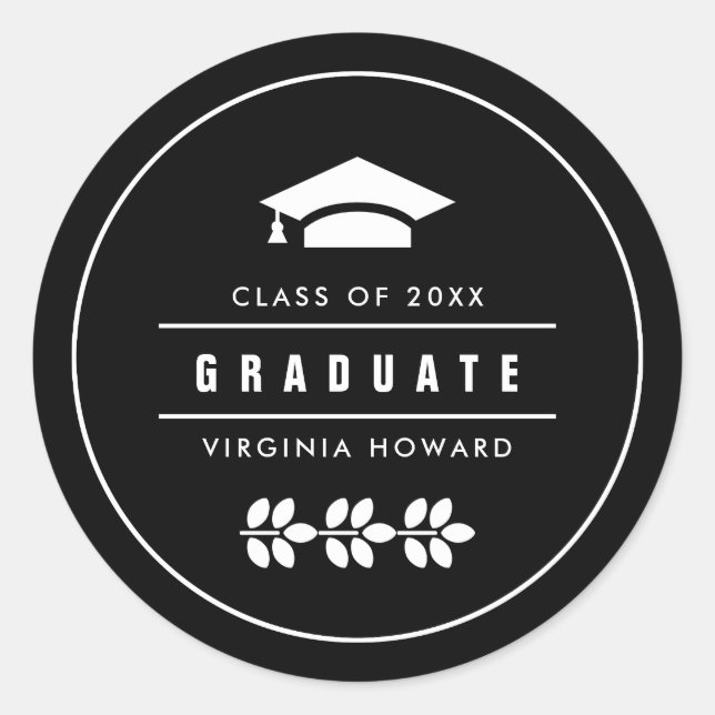 Adesivo Redondo Branco | Graduação em branco (Frente)