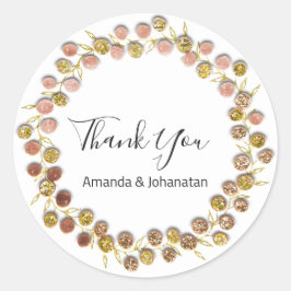 Adesivo Redondo Branco Negro Obrigado Ouro Monograma