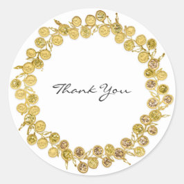 Adesivo Redondo Branco Negro Obrigado Ouro Monograma