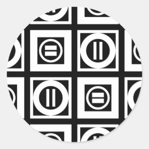 Adesivo Redondo Branco no teste padrão geométrico preto do sinal