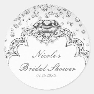 Adesivo Redondo Branco Platina Prata Diamante Brilho Favor Elegant