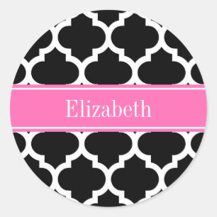 Adesivo Redondo Branco preto marroquino nº 5 rosa quente nº 2 no