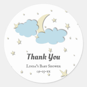 Adesivo Redondo Branco Sobre a Lua Chá de fraldas Neutro de Gênero