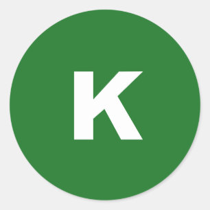 Adesivo Redondo Branco sobre Monograma Verde Minimalista