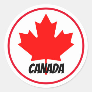 Adesivo Redondo Branco vermelho do dia canadense claro Folha do Ca