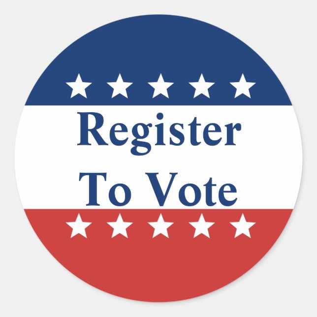 Adesivo Redondo Branco vermelho e azul com estrelas se registram p (Frente)