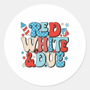 Adesivo Redondo Branco Vermelho E Retrô Devidamente Cortado 4 De J
