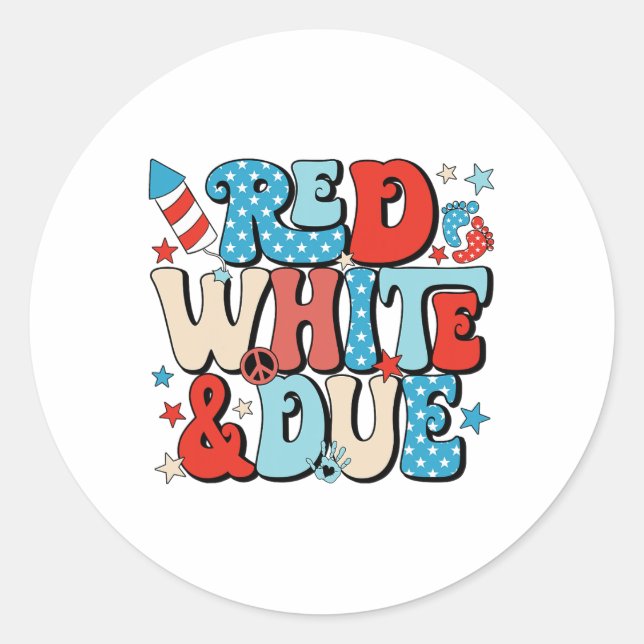 Adesivo Redondo Branco Vermelho E Retrô Devidamente Cortado 4 De J (Frente)