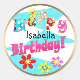 Adesivo Redondo Brancos brancos, cor-de-rosa, brilhantes, flores, 